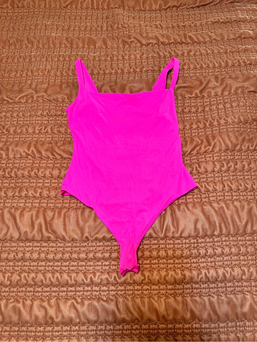 SKIMS Hot Pink Square Neck Thong Bodysuit Size M Medium